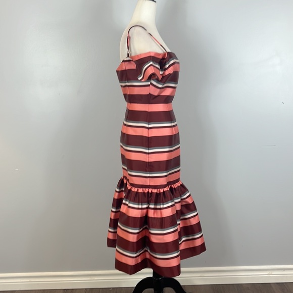 ASOS Pink, Dark Mauve, White & Grey Striped Ruffle Dress - Picture 8 of 16